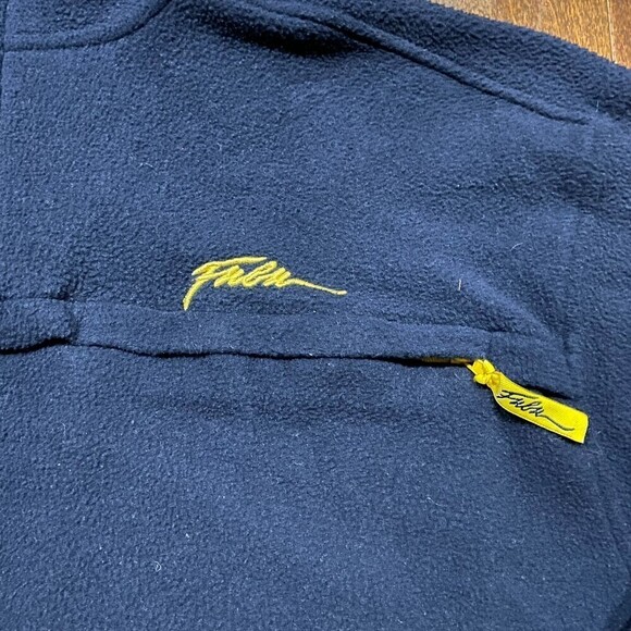 Fubu Vintage Outdoors Pullover Fleece Navy Blue Yellow Sweater 1/4 Zip Men's XL - Picture 3 of 7